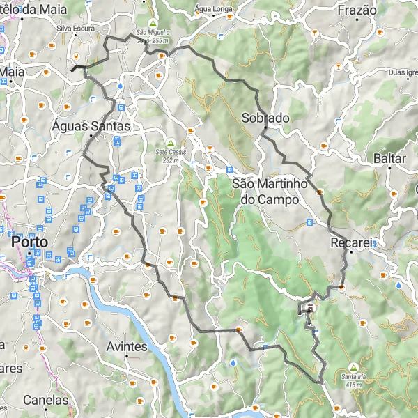 Miniatura do mapa de inspiração para ciclismo "Nogueira Road Cycling Adventure" em Norte, Portugal. Gerado pelo planejador de rotas de ciclismo Tarmacs.app