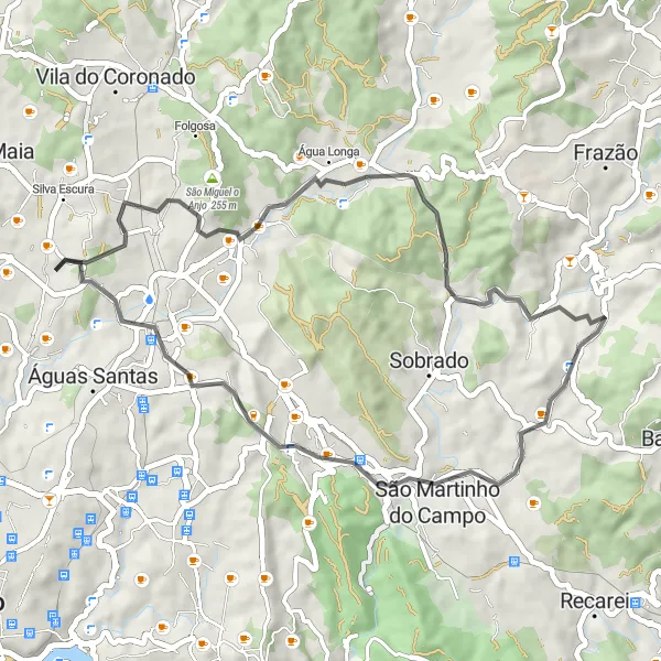 Miniatura do mapa de inspiração para ciclismo "Circuito de Nogueira Road Bike" em Norte, Portugal. Gerado pelo planejador de rotas de ciclismo Tarmacs.app