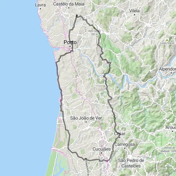 Miniatura do mapa de inspiração para ciclismo "Caminho de Oliveira de Azeméis" em Norte, Portugal. Gerado pelo planejador de rotas de ciclismo Tarmacs.app