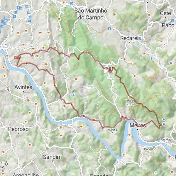 Miniatura do mapa de inspiração para ciclismo "Rota da Natureza" em Norte, Portugal. Gerado pelo planejador de rotas de ciclismo Tarmacs.app
