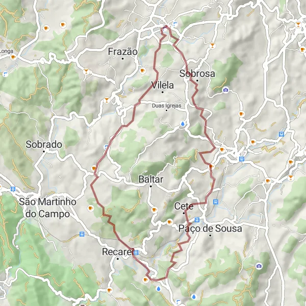 Miniatura do mapa de inspiração para ciclismo "Rota Histórica" em Norte, Portugal. Gerado pelo planejador de rotas de ciclismo Tarmacs.app