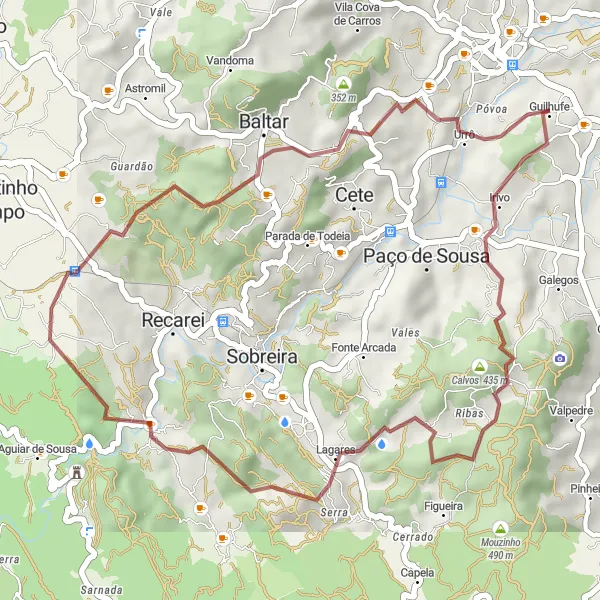 Miniatura do mapa de inspiração para ciclismo "Volta dos Montes" em Norte, Portugal. Gerado pelo planejador de rotas de ciclismo Tarmacs.app