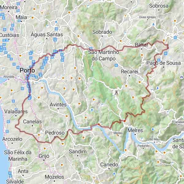 Miniatura do mapa de inspiração para ciclismo "Rota das Montanhas de Paredes" em Norte, Portugal. Gerado pelo planejador de rotas de ciclismo Tarmacs.app