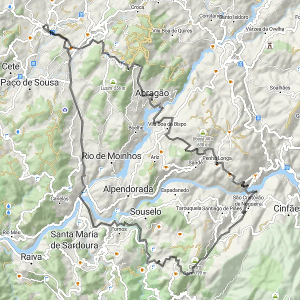 Miniatura do mapa de inspiração para ciclismo "Rota do Alto do Picoto" em Norte, Portugal. Gerado pelo planejador de rotas de ciclismo Tarmacs.app