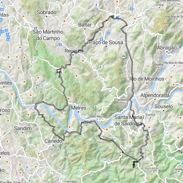Miniatura do mapa de inspiração para ciclismo "Rota dos Parques" em Norte, Portugal. Gerado pelo planejador de rotas de ciclismo Tarmacs.app