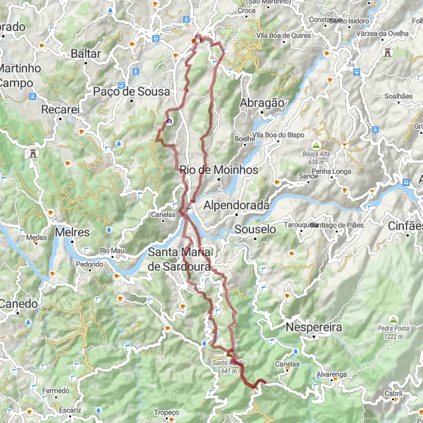 Miniatura do mapa de inspiração para ciclismo "Aventura Gravel em Penafiel" em Norte, Portugal. Gerado pelo planejador de rotas de ciclismo Tarmacs.app