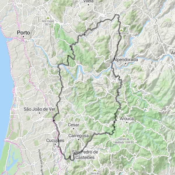 Miniatura do mapa de inspiração para ciclismo "Desafio Épico de Penafiel" em Norte, Portugal. Gerado pelo planejador de rotas de ciclismo Tarmacs.app