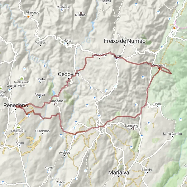 Miniatura do mapa de inspiração para ciclismo "Aventura Gravel em Terras Desconhecidas" em Norte, Portugal. Gerado pelo planejador de rotas de ciclismo Tarmacs.app