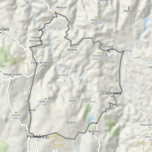 Miniatura do mapa de inspiração para ciclismo "Vistas Rurais de Penedono" em Norte, Portugal. Gerado pelo planejador de rotas de ciclismo Tarmacs.app
