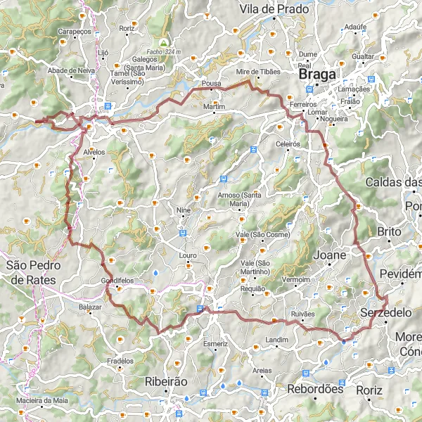 Miniatura do mapa de inspiração para ciclismo "Aventura na Natureza" em Norte, Portugal. Gerado pelo planejador de rotas de ciclismo Tarmacs.app