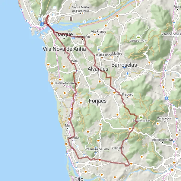 Miniatura do mapa de inspiração para ciclismo "Rota dos Miradouros" em Norte, Portugal. Gerado pelo planejador de rotas de ciclismo Tarmacs.app