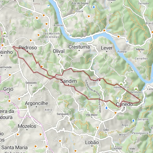Miniatura do mapa de inspiração para ciclismo "Trilhos da Natureza" em Norte, Portugal. Gerado pelo planejador de rotas de ciclismo Tarmacs.app