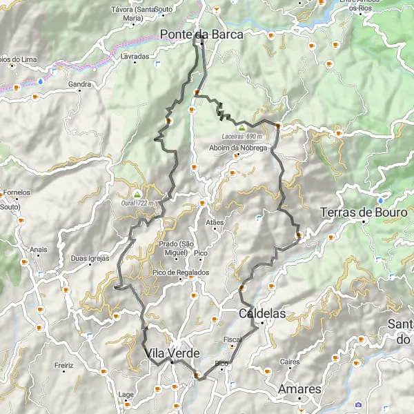 Miniatura do mapa de inspiração para ciclismo "Circuito das Capelas" em Norte, Portugal. Gerado pelo planejador de rotas de ciclismo Tarmacs.app