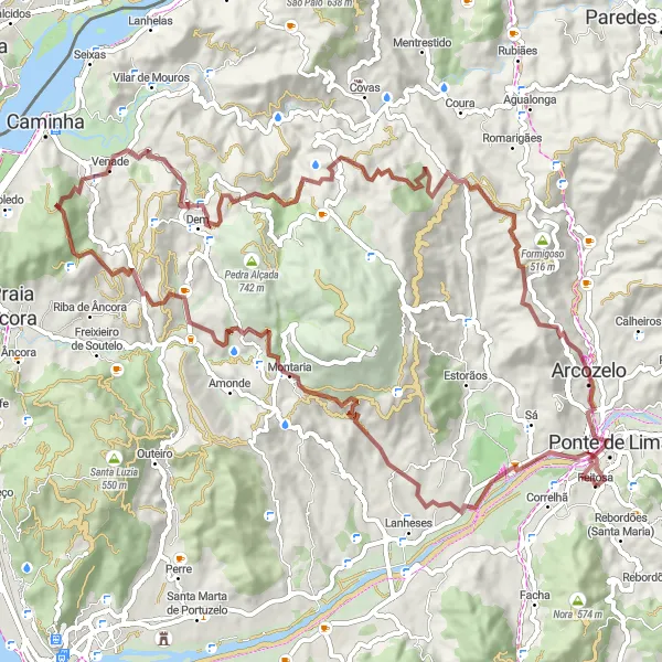 Miniatura do mapa de inspiração para ciclismo "Caminho das Aldeias e Castelos" em Norte, Portugal. Gerado pelo planejador de rotas de ciclismo Tarmacs.app