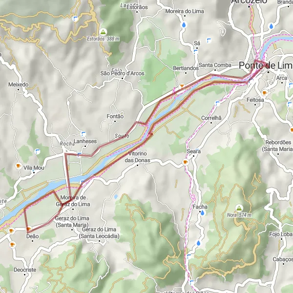 Miniatura do mapa de inspiração para ciclismo "Volta aos Bosques Verdes" em Norte, Portugal. Gerado pelo planejador de rotas de ciclismo Tarmacs.app