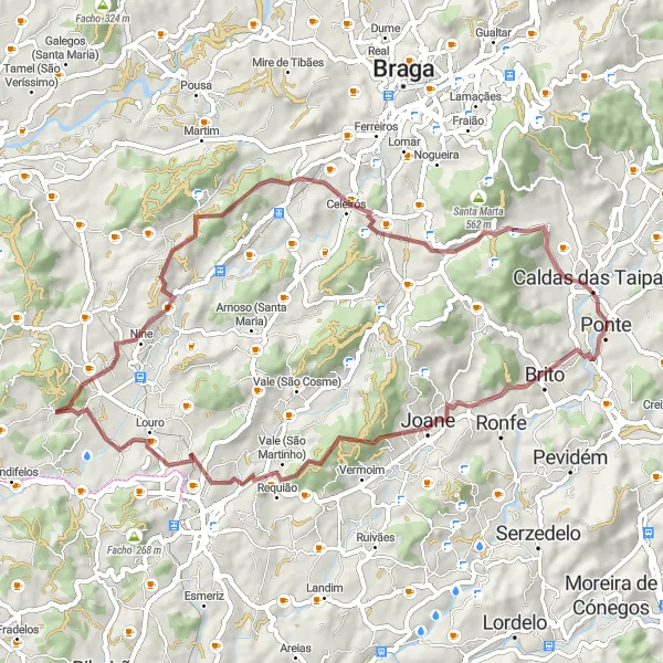 Miniatura do mapa de inspiração para ciclismo "Explorando a Natureza Gravel" em Norte, Portugal. Gerado pelo planejador de rotas de ciclismo Tarmacs.app