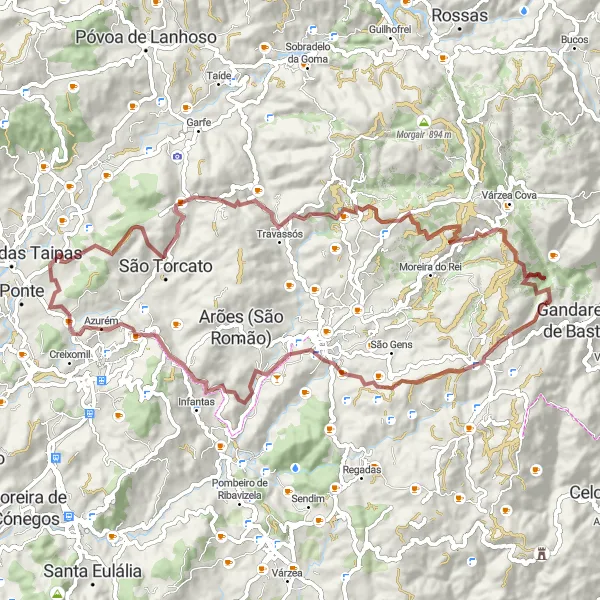 Map miniature of "The Ultimate Gravel Challenge" cycling inspiration in Norte, Portugal. Generated by Tarmacs.app cycling route planner