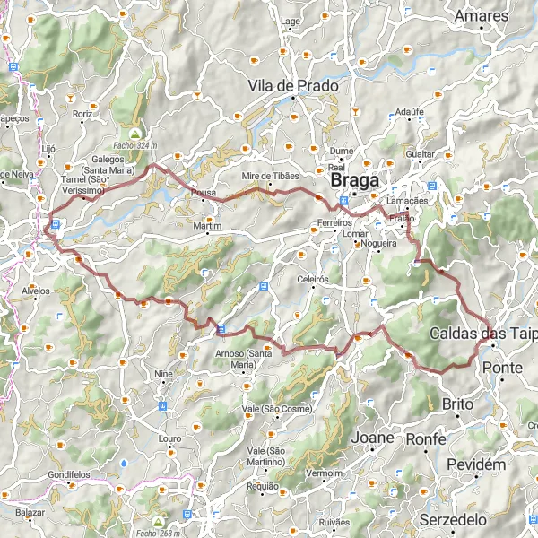 Map miniature of "The Gravel Adventure" cycling inspiration in Norte, Portugal. Generated by Tarmacs.app cycling route planner