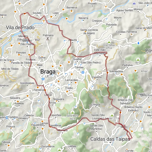 Miniatura do mapa de inspiração para ciclismo "Rota de Sabroso e Pedroso" em Norte, Portugal. Gerado pelo planejador de rotas de ciclismo Tarmacs.app