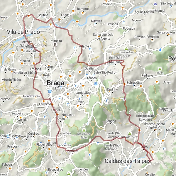 Map miniature of "Gravel Delights" cycling inspiration in Norte, Portugal. Generated by Tarmacs.app cycling route planner