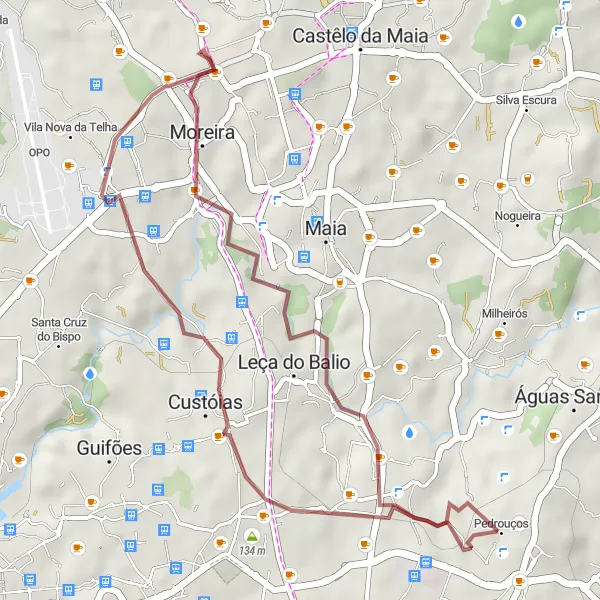 Miniatura do mapa de inspiração para ciclismo "Rota de São Mamede de Infesta" em Norte, Portugal. Gerado pelo planejador de rotas de ciclismo Tarmacs.app