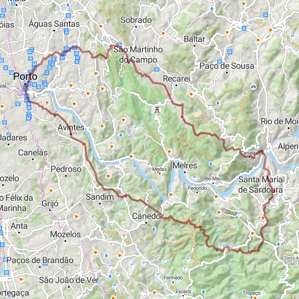 Miniatura do mapa de inspiração para ciclismo "Trilha do Miradouro do Monte do Tadeu" em Norte, Portugal. Gerado pelo planejador de rotas de ciclismo Tarmacs.app