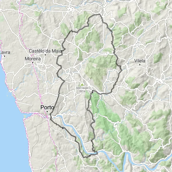 Miniatura do mapa de inspiração para ciclismo "Volta por Avintes e Rio Douro" em Norte, Portugal. Gerado pelo planejador de rotas de ciclismo Tarmacs.app