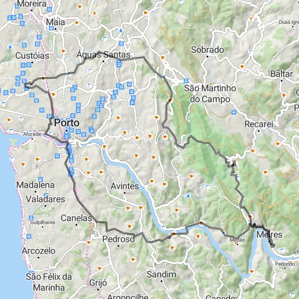 Miniatura do mapa de inspiração para ciclismo "Rota pelo Castelo de Aguiar de Sousa" em Norte, Portugal. Gerado pelo planejador de rotas de ciclismo Tarmacs.app