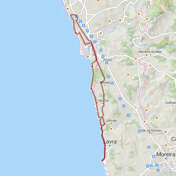 Miniatura do mapa de inspiração para ciclismo "Rota de Gravel Vila do Conde-Eça de Queiroz" em Norte, Portugal. Gerado pelo planejador de rotas de ciclismo Tarmacs.app