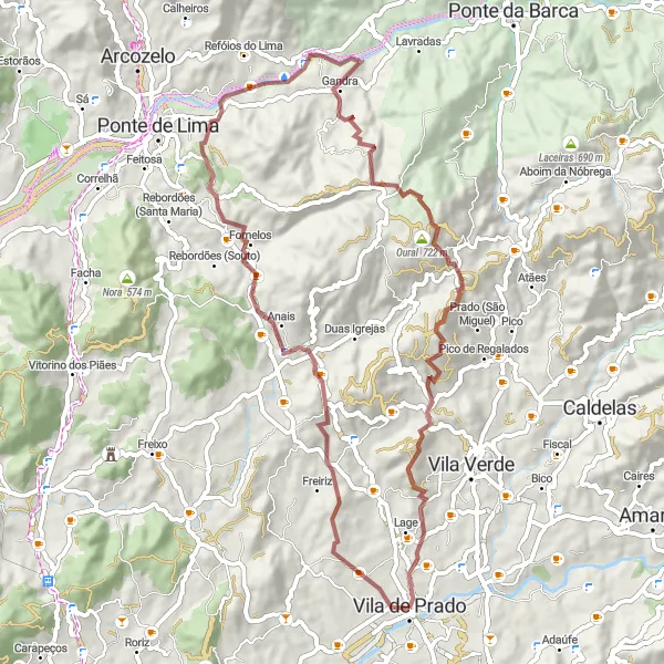 Miniatura do mapa de inspiração para ciclismo "Trilho das Montanhas" em Norte, Portugal. Gerado pelo planejador de rotas de ciclismo Tarmacs.app