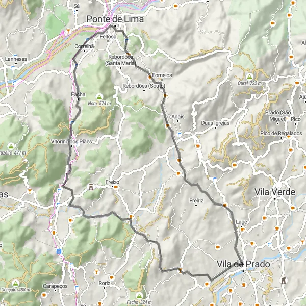 Miniatura do mapa de inspiração para ciclismo "Rota das Igrejas Antigas" em Norte, Portugal. Gerado pelo planejador de rotas de ciclismo Tarmacs.app
