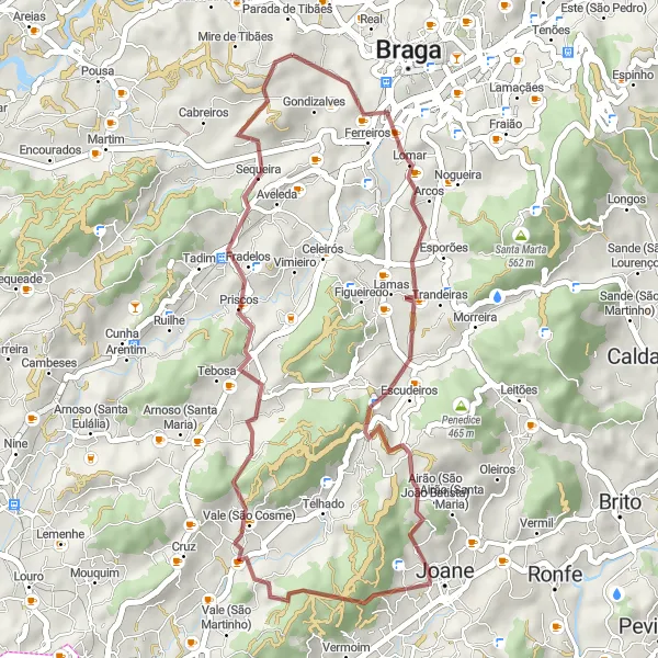 Miniatura do mapa de inspiração para ciclismo "Rota de Penso" em Norte, Portugal. Gerado pelo planejador de rotas de ciclismo Tarmacs.app