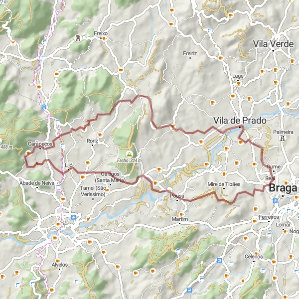 Map miniature of "Real to Miradouro Trail" cycling inspiration in Norte, Portugal. Generated by Tarmacs.app cycling route planner