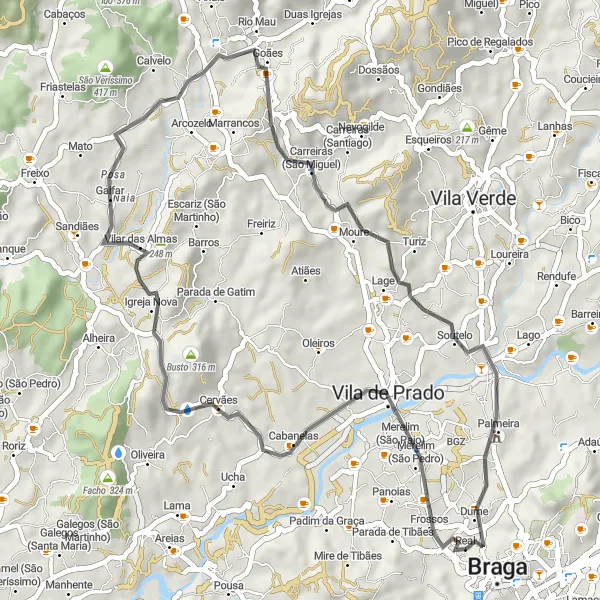 Map miniature of "Real to Miradouro Scenic Ride" cycling inspiration in Norte, Portugal. Generated by Tarmacs.app cycling route planner