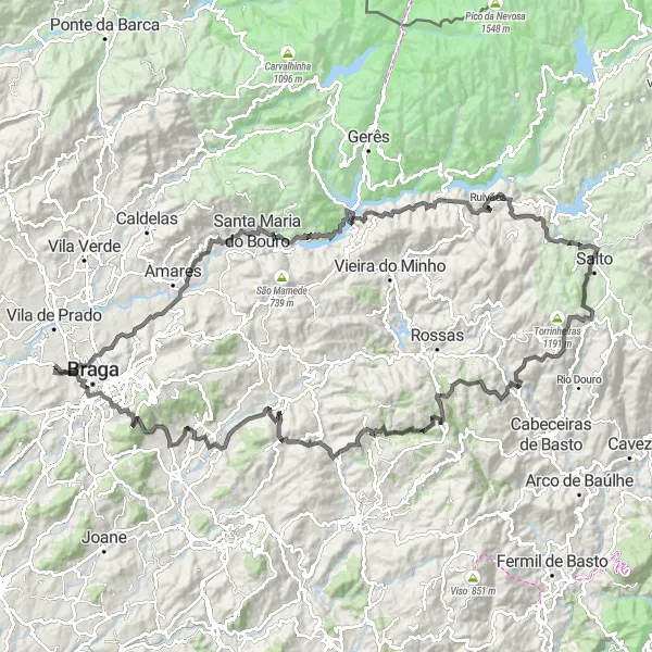 Map miniature of "Miradouro Loop" cycling inspiration in Norte, Portugal. Generated by Tarmacs.app cycling route planner