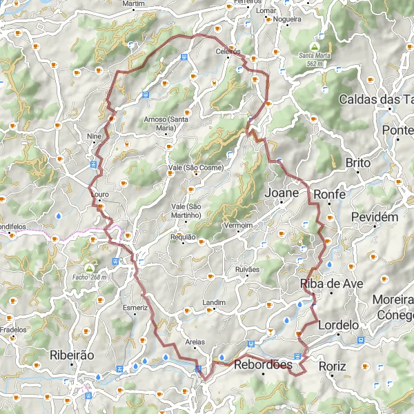 Miniatura do mapa de inspiração para ciclismo "Trilho de Gravel em Rebordões" em Norte, Portugal. Gerado pelo planejador de rotas de ciclismo Tarmacs.app