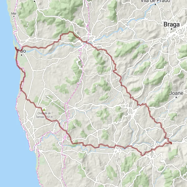 Miniatura do mapa de inspiração para ciclismo "Exploração Gravel em Rebordões e Arredores" em Norte, Portugal. Gerado pelo planejador de rotas de ciclismo Tarmacs.app