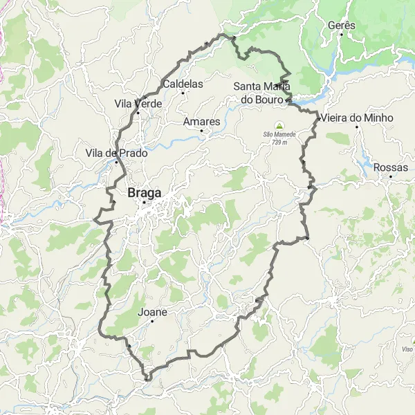 Miniatura do mapa de inspiração para ciclismo "Rota de Estrada até Delães" em Norte, Portugal. Gerado pelo planejador de rotas de ciclismo Tarmacs.app