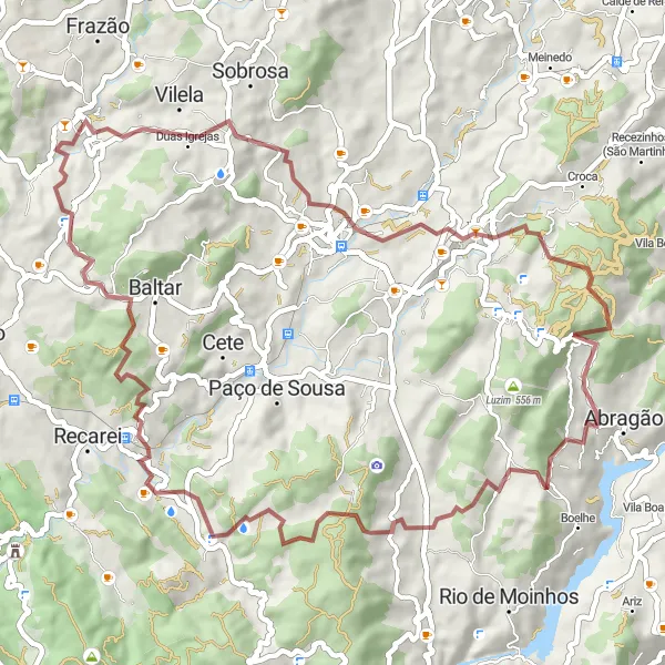 Miniatura do mapa de inspiração para ciclismo "Volta Através de Penafiel e Lagares" em Norte, Portugal. Gerado pelo planejador de rotas de ciclismo Tarmacs.app