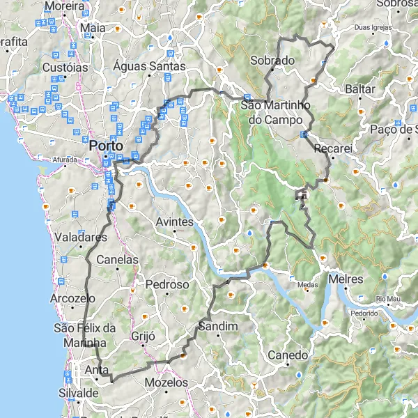 Miniatura do mapa de inspiração para ciclismo "Desafio das Montanhas do Norte" em Norte, Portugal. Gerado pelo planejador de rotas de ciclismo Tarmacs.app