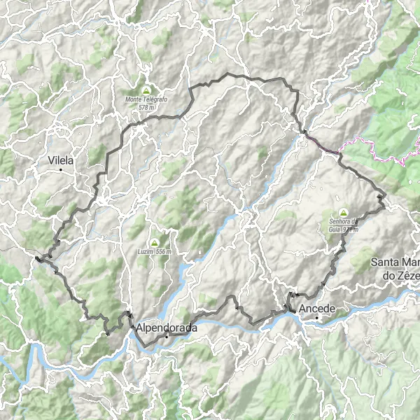 Miniatura do mapa de inspiração para ciclismo "Exploração Rural em Baião" em Norte, Portugal. Gerado pelo planejador de rotas de ciclismo Tarmacs.app