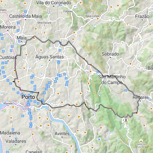 Miniatura do mapa de inspiração para ciclismo "Aventura Cênica pelo Norte de Portugal" em Norte, Portugal. Gerado pelo planejador de rotas de ciclismo Tarmacs.app
