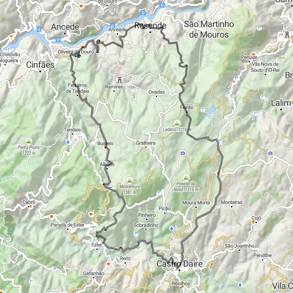 Miniatura do mapa de inspiração para ciclismo "Rota dos Fragas do Inferno" em Norte, Portugal. Gerado pelo planejador de rotas de ciclismo Tarmacs.app