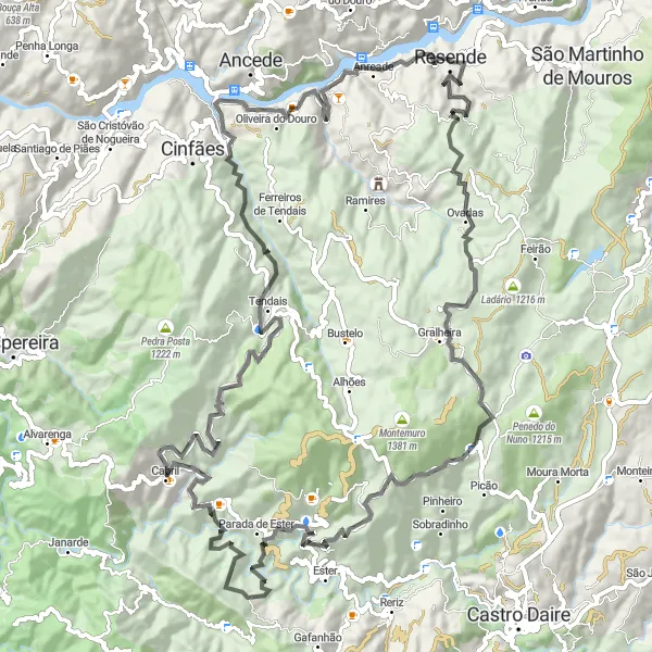 Miniatura do mapa de inspiração para ciclismo "Rota dos Castelos e Aldeias Seculares" em Norte, Portugal. Gerado pelo planejador de rotas de ciclismo Tarmacs.app