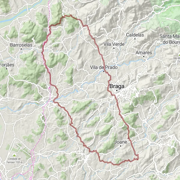 Map miniature of "The Gravel Adventure" cycling inspiration in Norte, Portugal. Generated by Tarmacs.app cycling route planner