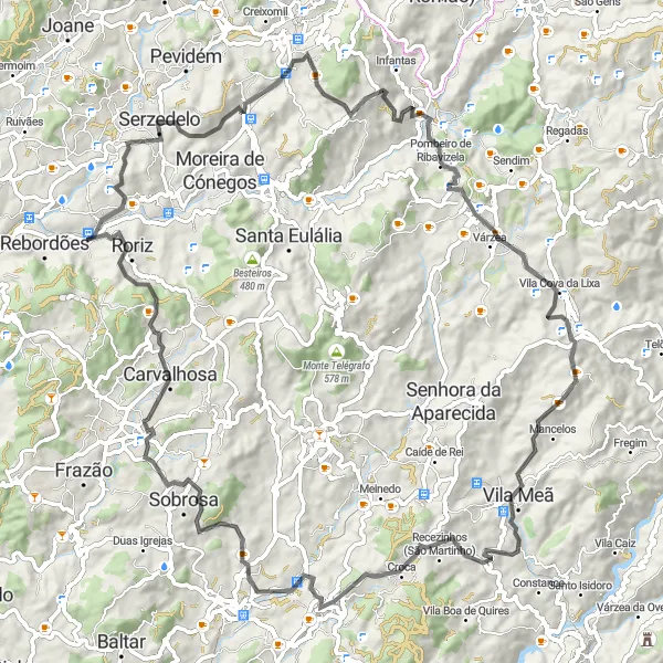 Map miniature of "The Ultimate Adventure" cycling inspiration in Norte, Portugal. Generated by Tarmacs.app cycling route planner