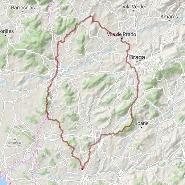 Miniatura do mapa de inspiração para ciclismo "Rota do Barcelos" em Norte, Portugal. Gerado pelo planejador de rotas de ciclismo Tarmacs.app