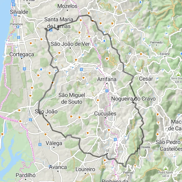 Miniatura do mapa de inspiração para ciclismo "Circuito dos Vilarejos" em Norte, Portugal. Gerado pelo planejador de rotas de ciclismo Tarmacs.app