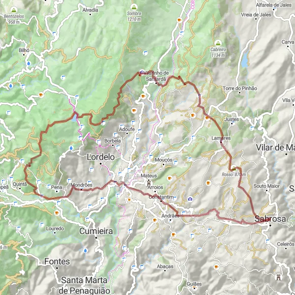 Miniatura do mapa de inspiração para ciclismo "Caminho das Aldeias do Alto Douro" em Norte, Portugal. Gerado pelo planejador de rotas de ciclismo Tarmacs.app