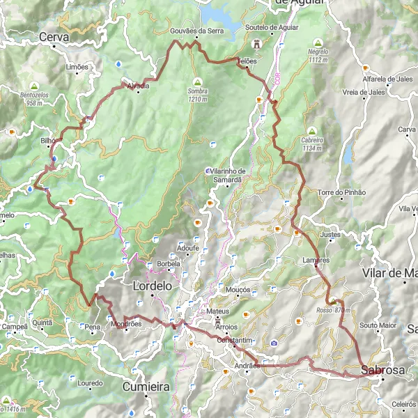 Miniatura do mapa de inspiração para ciclismo "Travessia dos Planaltos do Douro Superior" em Norte, Portugal. Gerado pelo planejador de rotas de ciclismo Tarmacs.app
